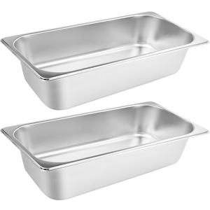 VOISEN 2 Pack Hotel Pans,1/1 Size 6" Deep,Anti-Jamming Steam Pan,Commercial Stainless Steel Pan, Steam Table Pans Full Size