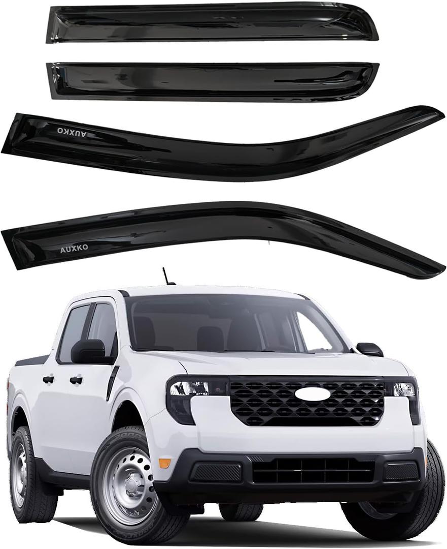 AUXKO Rain Guards for 2022-2026 Ford Maverick XL XLT Lariat, Window Vent Visors Accessory - Tape-On Rain Guard Window Visor, Easy Install Car Side Window Wind Deflectors & Visors Smoke for Ford Black