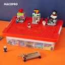 MACOPRO Toys Storage Organizer Box for Lego, Toy Box with Building Plate Lid and Removable Tray, Building Block Storage, Stackable Plastic Organizer Bins (LGB2-RR)
