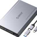 ORICO Aluminum USB C Hard Drive Enclosure for 2.5 Inch SATA SSD/HDD, USB 3.2 GEN 2 USB C to USB A/C 2 in 1 Cable, Support macOS Windows Linux OS, Compatible with Samsung Crucial WD Drives(DD25-C3)