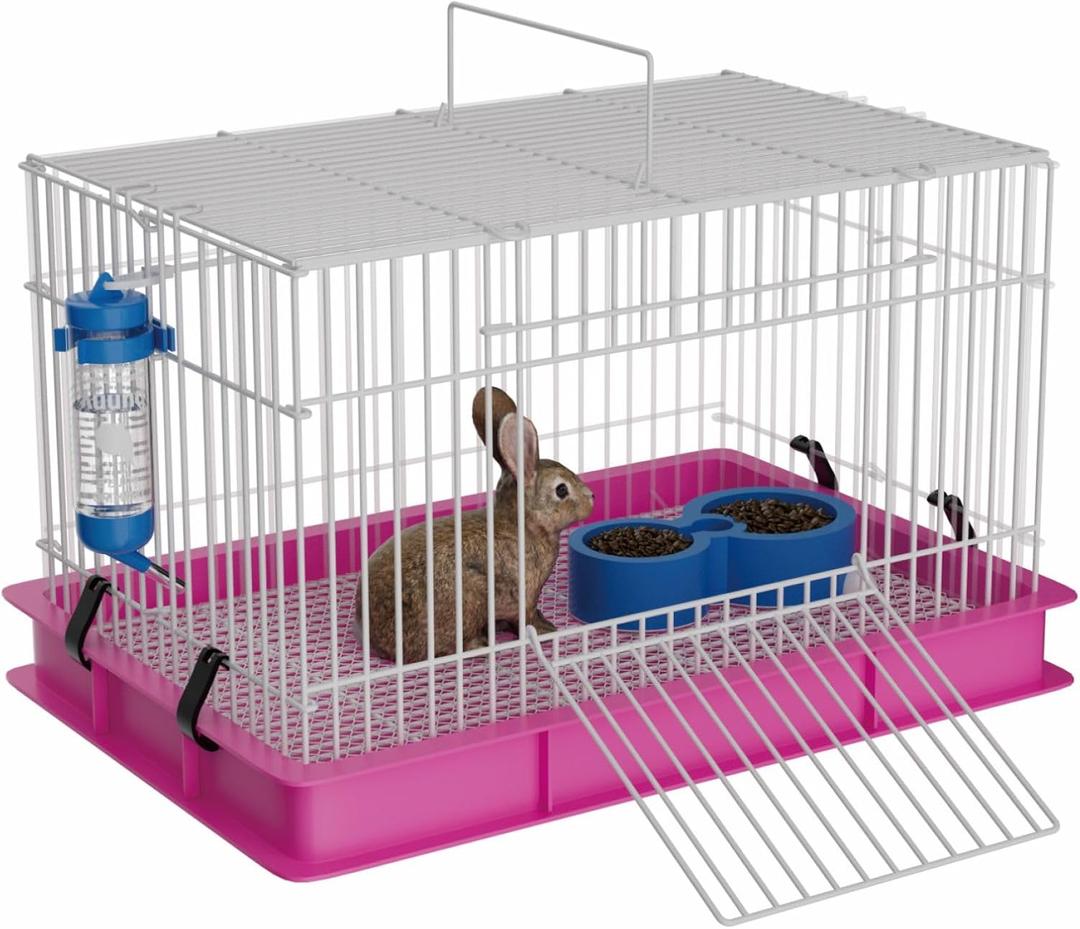 Small Rabbit Cage Indoor, Guinea Pig Cages with Water Bottle & Food Dish, Bunny Enclosure for Hamster, Ferret, Rat, Chinchilla, Hedgehog, Gerbil, Mouse and Small Animal