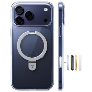 TORRAS Ostand for iPhone 17 Pro Case Clear Magnetic, Fit for MagSafe, 4X Military Drop Protection, Camera Control, Slim Phone Case for iPhone 17 Pro with Kickstand, Anti Yellowing Cover 6.3", Clear