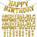 [85 PCS] 16" Gold Letter Number Balloons, Happy Birthday & 2 Sets of A-Z 0-9, Foil Mylar Aluminum Hanging Alphabet for Graduation New Year eve Birthday Party Decorations