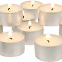 Stonebriar 50 Count White Unscented Smokeless Long Burning Tea Light Candles with 6-7 Hour Burn Time