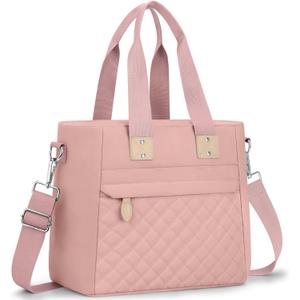 Insulated Lunch Box for Women & Men - Large Thermal Lunch Bag Women with Removable Shoulder Strap, Reusable Lunch Cooler Tote Bags Purse for Adults Work, Picnic, Hiking, Beach, Travel, LargePink