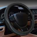 Car Steering Wheel Cover,Anti-Slip, Safety, Soft, Breathable,Heavy Duty, Thick,Full Surround,Sports Style (Black with Light Blue Line)