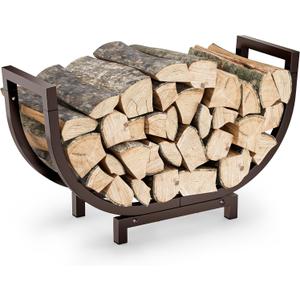Dicasser Firewood Rack Outdoor and Indoor Firewood Storage, 24 INCH Double Coated Fire Wood Organizer, Waterproof Rustproof Stable Log Holder and Fireplace Decor, Bronze