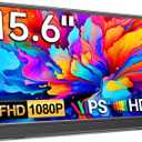 KQC Portable Monitor 15.6" 1080P FHD IPS Display, Ultra-Slim USB-C HDMI Travel Monitor with Kickstand, Zero Bezel Screen Extender for Laptop, Mac, Phone, PS, Xbox, Switch Gaming