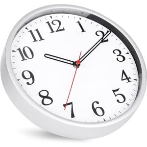 Wall Clock Modern 9 Inch Battery Operated Wall Clocks - Silent Non Ticking Classic Small Analog Clock for Office, Home, Bathroom, Kitchen, Bedroom, School, Living Room(Silver) Wall Clock Modern 9 Inch Battery Operated Wall Clocks - Silent Non Ticking Classic Small Analog Clock for Office, Home, Bathroom, Kitchen, Bedroom, School, Living Room(Silver)