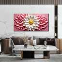 Ouzzlie Flower Canvas Wall Art White Art for Bedroom, 24" x 48"