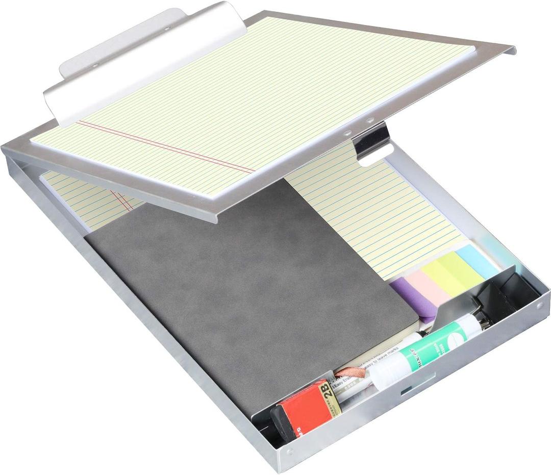 Metal Clipboard with Storage - Letter Size Aluminum Clipboards, Heavy Duty Storage Clipboard - Great for Office, Jobsite or Classroom, Single Compartment (High Capacity Clip)