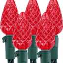 Brizled Upgraded Faceted C5 LED Red Christmas Lights, 100 LED 33ft Christmas tree Lights, 120V UL Certified Christmas Lights Set Connectable for Xmas Patio Party Roof Holiday Indoor Outdoor Decoration