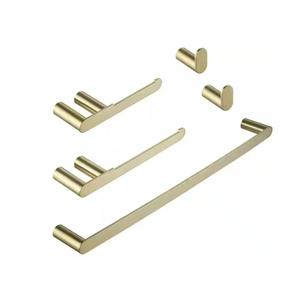 HOMEMYSTIQUE 5-Piece Bath Hardware Set with Towel Bar Towel Hook Toilet Paper Holder in Brushed Gold NBHS755G