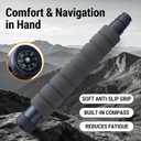 Trekking Pole Tactical Walking Stick, Multifunctional Lightweight Aircraft Aluminum Collapsible Survival Hiking Pole with Storage Bag for Women Men Seniors Camping Backpacking