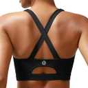 RUNNING GIRL Sports Bra for Women High Support Molded Cup Strappy Running Sports Bras Workout Sports Bra (Large, Black)
