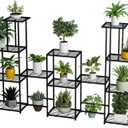 Tall Multi Tier Plant Stand, 13 Tiers Multifunctional Plant Stands for Indoor Plants, Decorative Black Steel Plant Shelf for outdoor Patio Garden Balcony and Yard