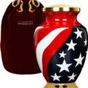 Trupoint Memorials Cremation Urns for Human Ashes, Military and Patriotic Decorative Burial Urn for Veteran Adult Men and Women, Large Red