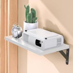 DAWASAPAT Projector Shelf/Modem Shelf/Router Shelf/Cable Box Wall Mount, Floating White Projector Shelf With Cable Ties
