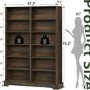 TVU 6-Tier Wood Book Shelf, 47" Wide Large Bookcase and Bookshelf, 76" Tall Bookcase with Storage, Freestanding Wood Display Book Shelves for Living Room, Home Office, Walnut
