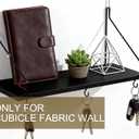 2 Pack Black Cubicle Shelf With Hooks For Fabric Walls, 12'' Wooden Office Cubicle Accessories for Work, Floating Wall Shelf for Decor, Hanging Organizer for Cubicle Wall Storage & Office Decorations