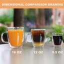YUNCANG Double Wall Coffee Mugs, (4-Pcak) 16 Ounces-Clear Glass Cups with Handle,lnsulated,Cappuccino,Tea,Latte Cups,Beverage Glasses Heat Resistant