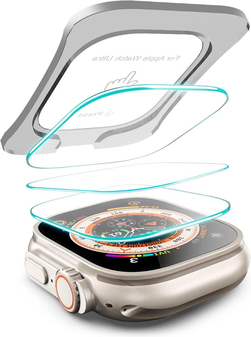 2 x Power Theory Designed for Apple Watch Ultra and Apple Watch Ultra 2 Screen Protector - Easy Install, Premium Full body Protection, Hard Bumper Case with Tempered Glass for iWatch (Black, 49mm)