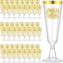 Jingmore 48 Pack Prom 2026 Plastic Graduation Champagne Flutes 5 oz Disposable Graduation Cocktail Cups Transparent Mimosa Glasses Party Favors Drinkware for Graduate Party(Prom 2026,Gold)