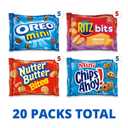 Nabisco Classic Mix Variety Pack, OREO Mini, CHIPS AHOY! Mini, Nutter Butter Bites, RITZ Bits Cheese, Christmas Stocking Stuffers, 20 Snack Packs