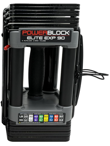 PowerBlock Elite EXP Adjustable Dumbbells, Stage 1, 5-50 lb. Dumbbell, Durable Steel Build, Innovative Workout Equipment