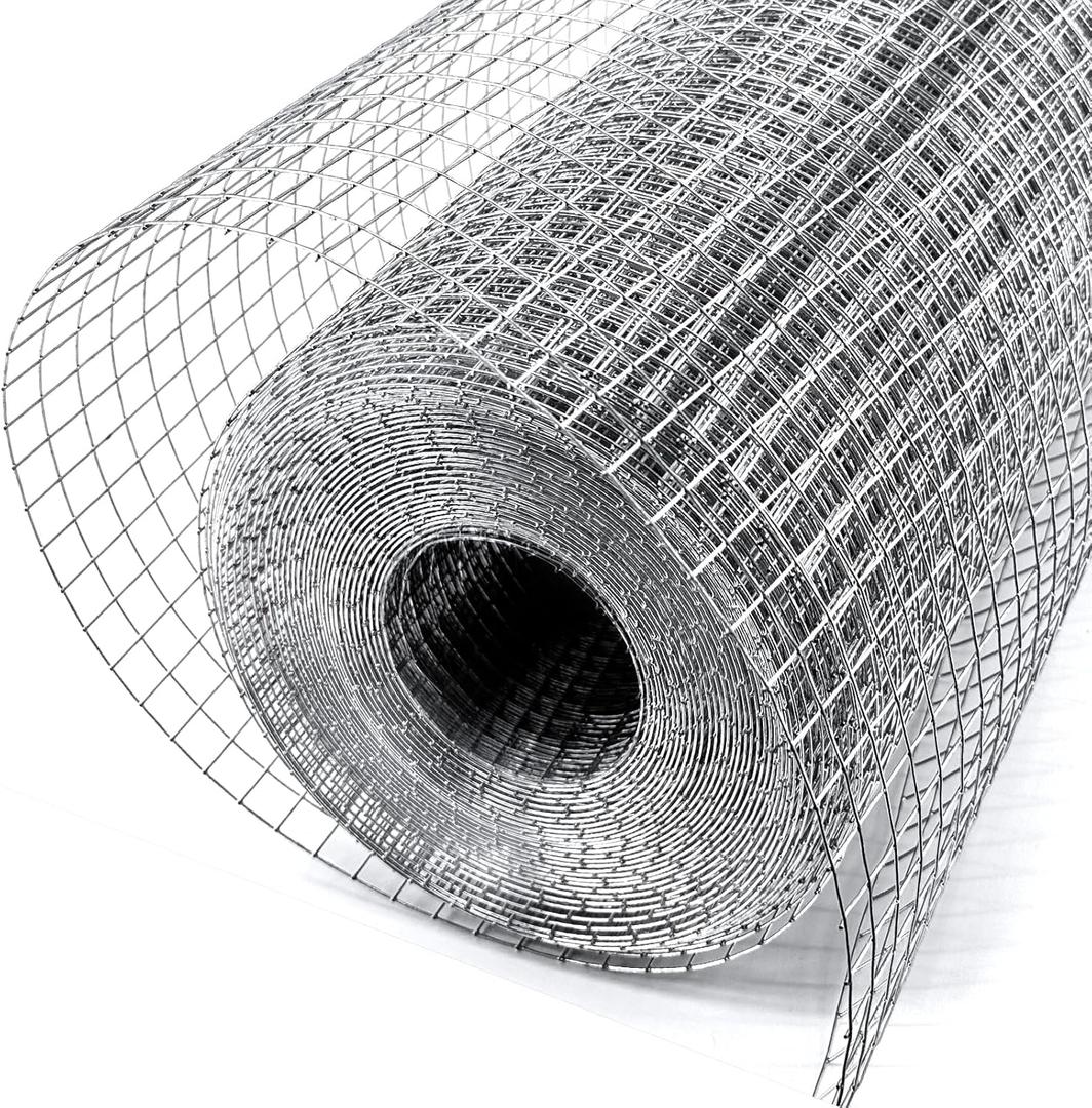19 Gauge Hardware Cloth, 1/2 inch 48 inch x 100.1 Foot Chicken Wire Fence, Galvanized Welded Cage Wire Mesh Roll Supports Poultry Netting Cage (Silver)