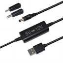 USB 5V to 12V DC - Voltage Step-Up Converter Cable (12 Volt 1.2 Amp Max), USB-A 5V to 12V Adapter Cord with DC Jack 5.5 x 2.1 & 2.5mm & 3.5 x 1.35mm, 3 Ft 12 Volt Power Cable