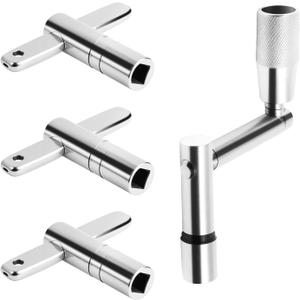Drum Key Set of 4  3 Standard Square Lug Drum Tuning Keys + 1 Fast Rotary Tuning Key, Universal Stainless Steel Drum Tuner Kit for All Drummers