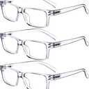 Eyekepper Vintage Reading Glasses for Men - 5 Pack Spring Hinges Classic Readers (Transparent Frame-5pcs All Clear Lens)