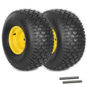 (2-Pack) 20x8.00-8 Rear Tire and Wheel Assemblies - 4 Ply Tubeless Tire Compatible Replacement for Riding Lawn Mowers - 3/4" Borehole, 3.5" Offset Hub and 3/16" Keyway