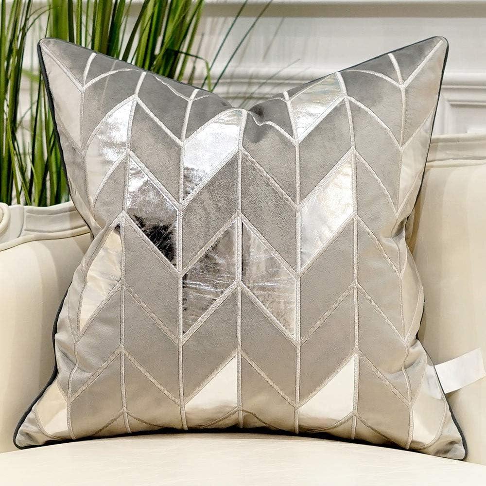Avigers 20 x 20 Inches Grey Silver Striped Cushion Case Luxury European Throw Pillow Cover Decorative Pillow for Couch Living Room Bedroom Car