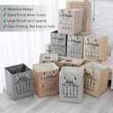 Small Laundry Basket, 50L Foldable Laundry Hamper Organizer with Handles, Fashion Portable Laundry Basket in Bedroom, Laundry Room, Closet, Bathroom, College Dorm (Beige)