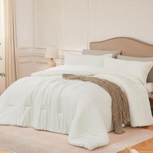 Quataly Queen Comforter Sets Beige,3PCS Soft Lightweight Breathable Bedding Comforter Sets for All Season, Queen Size(90''90'' Comforter & 2 Pillowcases)
