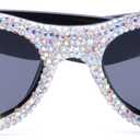 ICARA Fashion Rhinestone Sunglasses Women Sexy Crystal Sparkling Trendy Retro Cateye Party Sunglasses (Colorful)