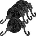 Bungee Cords with Hooks Heavy Duty, Flat Adjustable Bungee Cords with Hooks 32 Inch, Rubber Black Bungee Straps with Buckle Hooks for Outdoor, Camping, Tarps, Bike Rack, Tent, Truck, 4 Pack