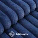 decorUhome Cozy Faux Fur Throw Pillow Covers 26x26 Set of 2 Decorative Soft Plush Striped Modern Farmhouse Boho Couch Euro Sham Pillow Cases with Velvet Back for Sofa Bed Living Room, Blue