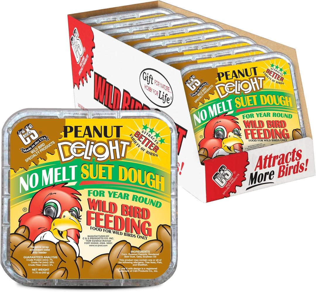 C&S Peanut Delight No Melt Suet Dough 11.75 Ounces, 8 Pack (EXP 11/23/28)