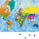 1000 Piece Jigsaw Puzzles with Storage Bag, World Map Patterns, Family Fun Activity 29.5x19.7in, Alphabet Coded Back, Premium Quality 1MM Thick Board, Family Decoration Puzzle