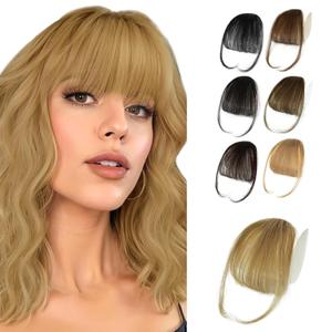 NAYOO Bangs Hair Clip in Bangs 100% Real Human Hair Extensions Wispy Bangs Clip on Air Bangs for Women Hairpieces Curved Bangs(Wipsy Bangs ash ablonde)