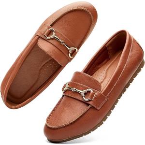 Women's Wide Loafers Casual Slip on Flat Shoes Women's Comfort Penny Loafers with Arch Support Women Dressy Moccasins, Size 7