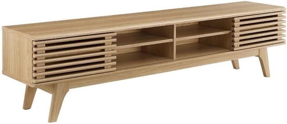 Modway Render Mid-Century Modern Low Profile 70 Inch Media Console TV Stand in Oak, 70"