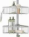 Zenna Home Tension Pole Shower Caddy, 4 Basket Shelves, Adjustable, 60 to 108 Inch, Satin Nickel