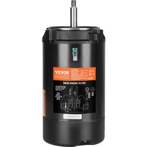 VEVOR 1.0 HP Pool Pump Motor, 3450 RPM High Speed, 115V (9.8 Amps) / 230V (4.9 Amps), 90F/250V Capacitor, 1.4 SF, CCW Rotation, 56J Round Flange Replacement Motor for Swimming Pools, Spa Centers