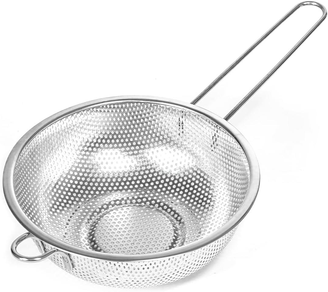 Metal Fine Mesh Strainer and Colander for Kitchen with Handle, Stainless Steel Pasta Strainer/Kitchen Funnel/Colander/Sifter for Strain/Wash Vegetables, Fruits, Spaghetti, Rice (7.8) Metal Fine Mesh Strainer and Colander for Kitchen with Handle, Stainless Steel Pasta Strainer/Kitchen Funnel/Colander/Sifter for Strain/Wash Vegetables, Fruits, Spaghetti, Rice (7.8)