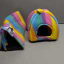 Guinea Pig Hideout Soft Large Bed Tunnel with Door Curtain 2 Pack Guinea Pig Toys Set Bunny Bed Cage Accessories for Small Animals (Rainbow)