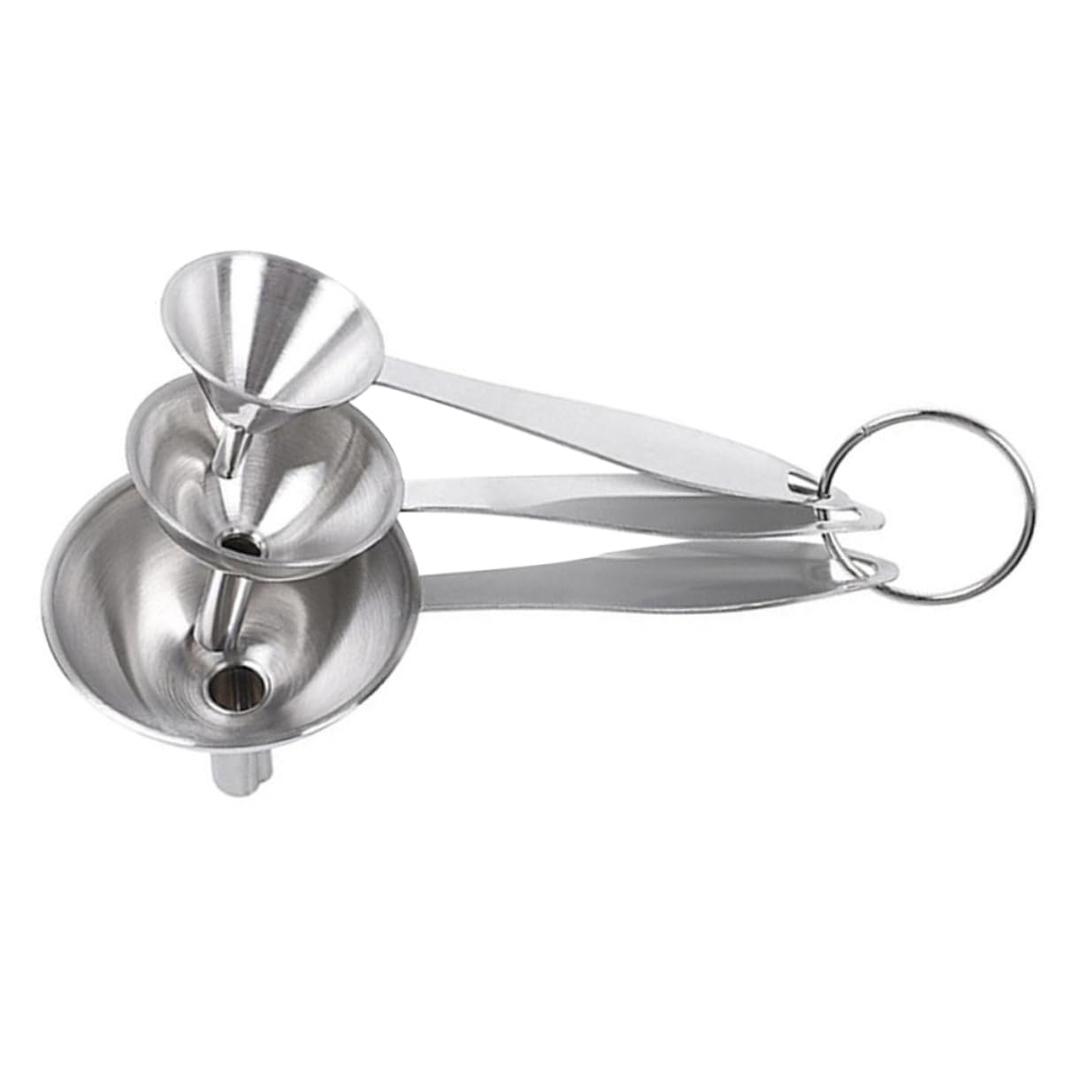 Zerodeko 3pcs Stainless Steel Funnel Set Handle for Transfer Multi-Functional Kitchen Oil Strainers for Bottles and Jars Resistant and Easy to Store